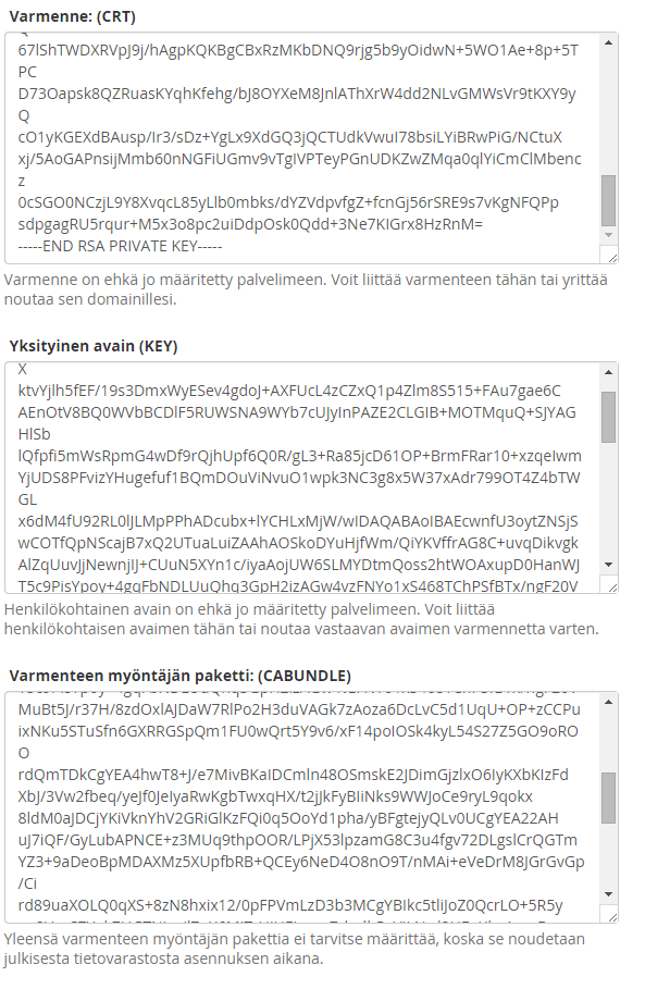 SSL-sertifikaatin asennus