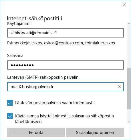 Windows 10 outlook sähköpostitilin luominen - asetuksia